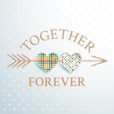 Two hearts of colorful patches with an arrow N3