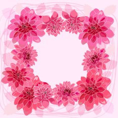 Romantic flower greeting card with dahlias and copy space N16