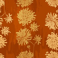 Seamless pattern with beautiful chrysanthemums