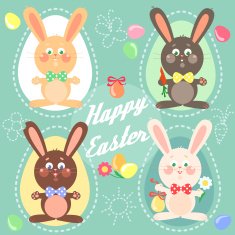Happy Easter card with bunnies