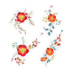 Vintage vector set of retro flowers N5