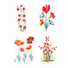 Vintage vector set of retro flowers N7