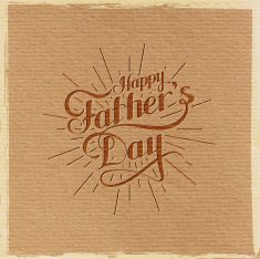handwritten Happy Fathers Day retro label with light rays