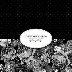 Monochrome Vintage Floral Card with Roses