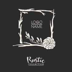 Rustic premade typographic logo with flowers branches and plants
