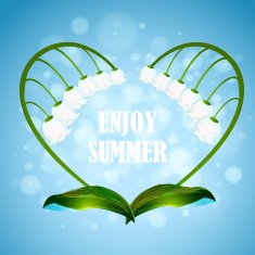 Enjoy the summer Illustration with heart shape wreath lilies