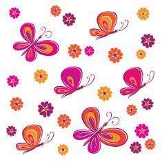Summer background with butterflies and flowers
