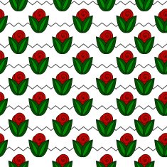 seamless simple pattern with flower rose stems zig zag N3