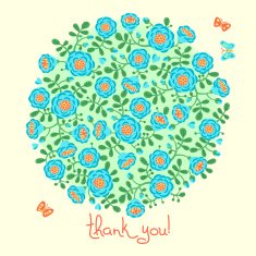 Vector card with floral bouquet and text Thank you N2