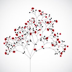 Abstract nature background with red flowers Vector N2
