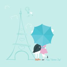 Bunnies behind umbrella