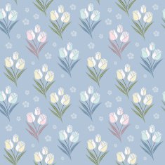 retro tulips seamless pattern background N3