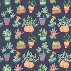Potted plants seamless pattern