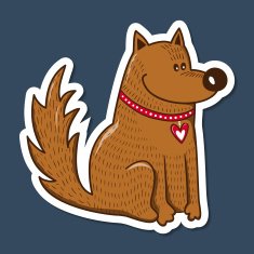 Cute character Dog with heart on collar