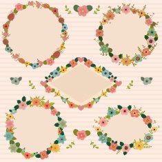 Set of floral romantic frames Floral frames collection