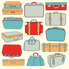 Vector Collection of vintage suitcases N2