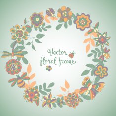Beautiful greeting card with floral wreath N11