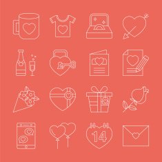 valentine's day line icon set N10