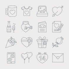 valentine's day line icon set N11