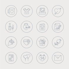 valentine's day line icon set N12