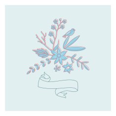 Hand Drawn vintage floral elements Gentle card N3