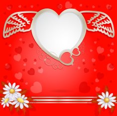 Golden heart with wings and flower