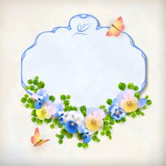 Vector Floral Vintage Pansy Flower Card
