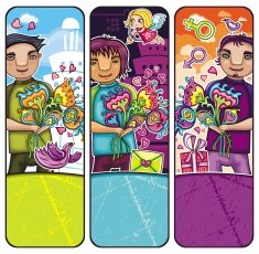 Valentine's Day cartoon banners N2