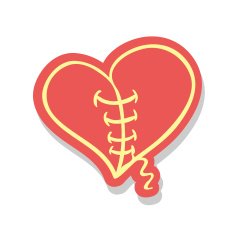 Vector shattered and patched heart with shadow N2