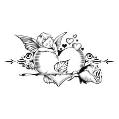 Valentine card Image of Cupid with heart N2
