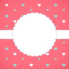 Red template card with blue and white hearts
