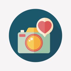 Valentine's Day photo camera flat icon with long shadow eps10 N14