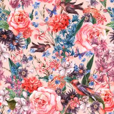 Floral seamless watercolor background N5
