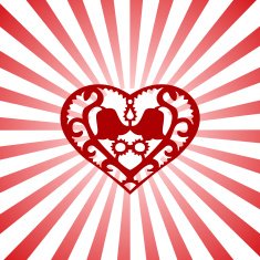 Decorative red heart with stripes
