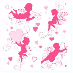 Set of silhouettes cupids Valentines Day