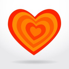Red orange heart on white background Valentines day wedding card
