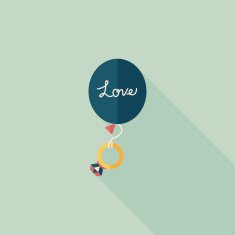 wedding balloons with diamond rings flat icon N12