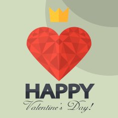 Holiday Postcard for ValentineÂs day in flat design N2