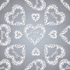 Seamless background with lacy hearts and lettering