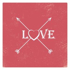 Vintage valentine card template with worn red background arrows heart N4