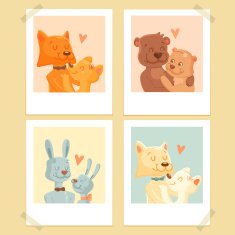 Illustration for Valentines Day with cute animals