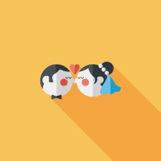wedding couple flat icon with long shadow eps10 N227