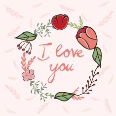 Beautiful floral wreath with text I Love you N2