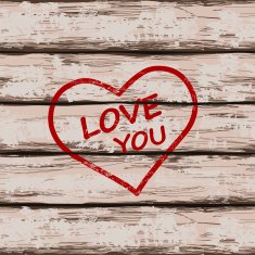 Heart symbol on wooden boards