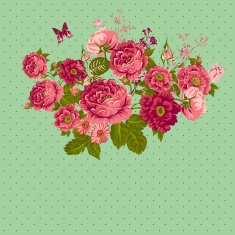 Vintage Roses Background with Butterflies