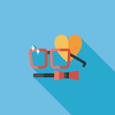 Valentine's day man costume flat icon with long shadow eps10 N17