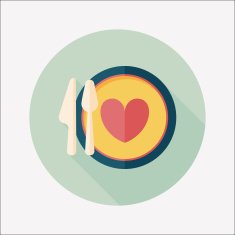 Valentine's Day dinner flat icon with long shadow eps10 N8