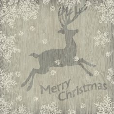 Christmas deer with snowflakes on wooden texture Vector illustr