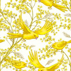 Seamless Pattern with Sprig of Mimosa N3