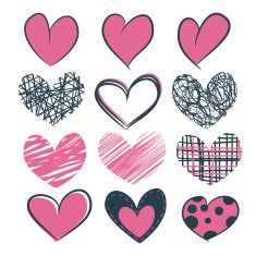 Hand drawn hearts collection